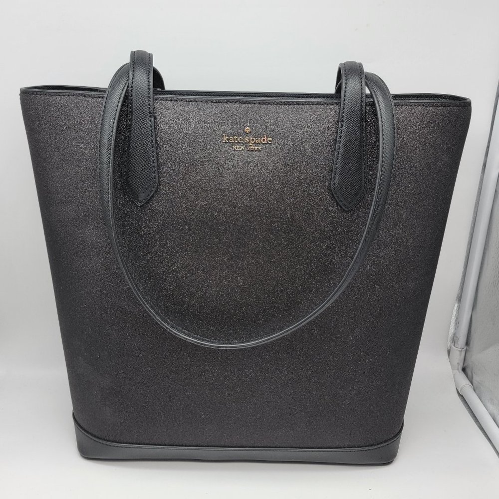 Kate Spade Tinsel Glitter Fabric Tote K9338 Black
